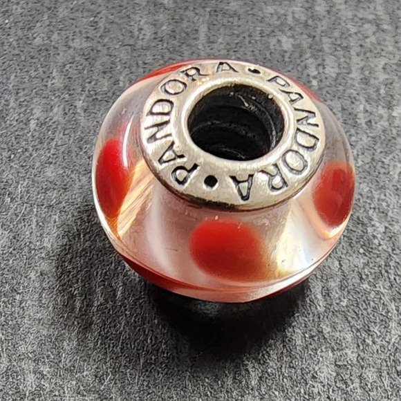 Authentic Pandora Sterling Silver SWIRLY SWIRL Auburn/White Murano Charm - Picture 3 of 6